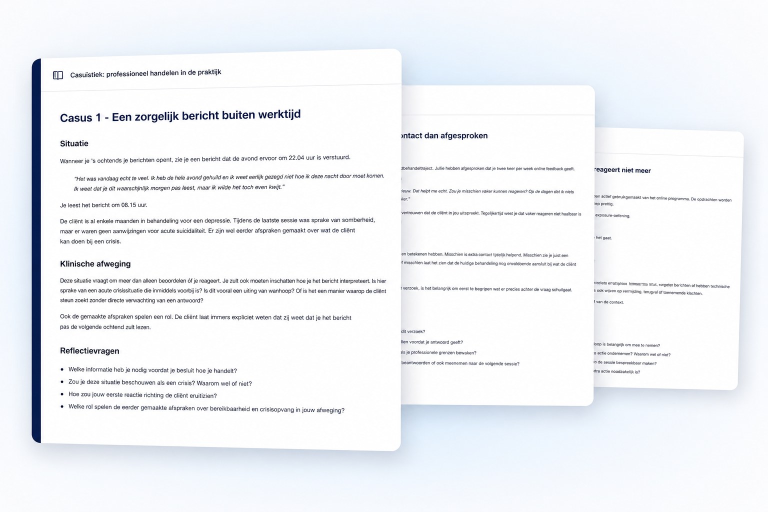 Voorbeeld van uitgewerkte casuïstiek met klinische afwegingen en reflectievragen